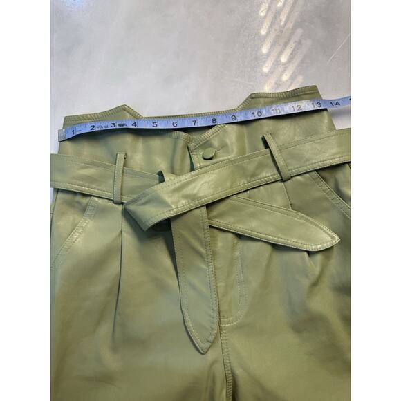 Venti6 Faux Leather Green Paper Bag Highwaisted Womens Joggers Size M Retro - Picture 6 of 10